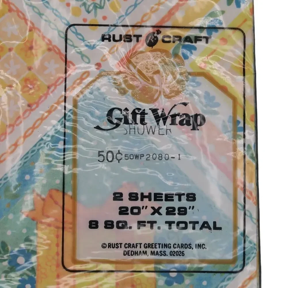 Rust Craft Yellow Wedding Shower Gift Wrap Vintage Retro New Old Stock Bridal